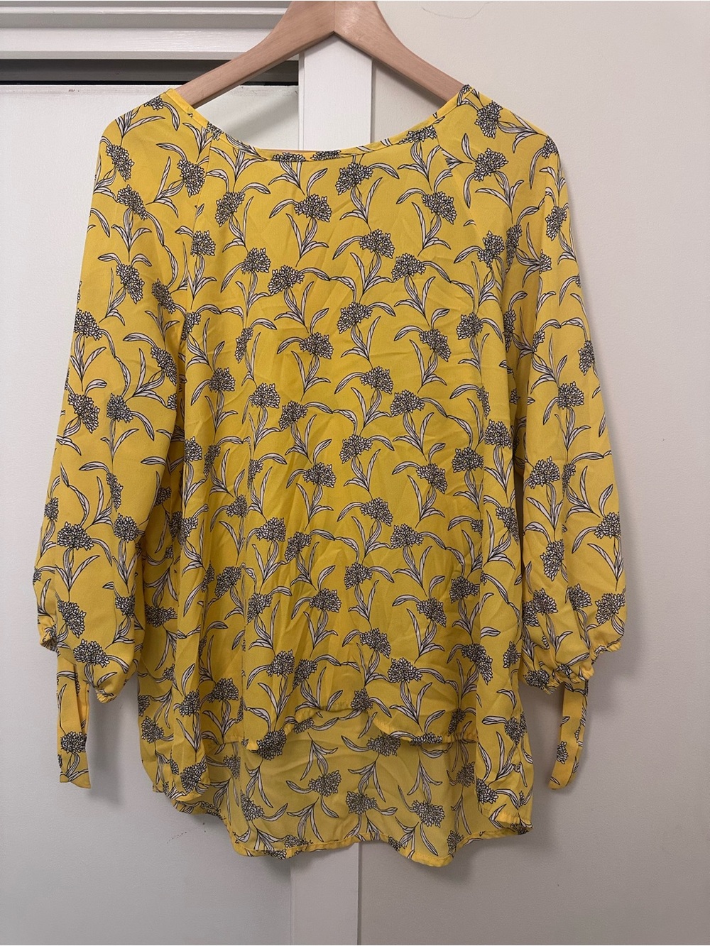 Papermoon Yellow Floral Tie-Sleeve Blouse